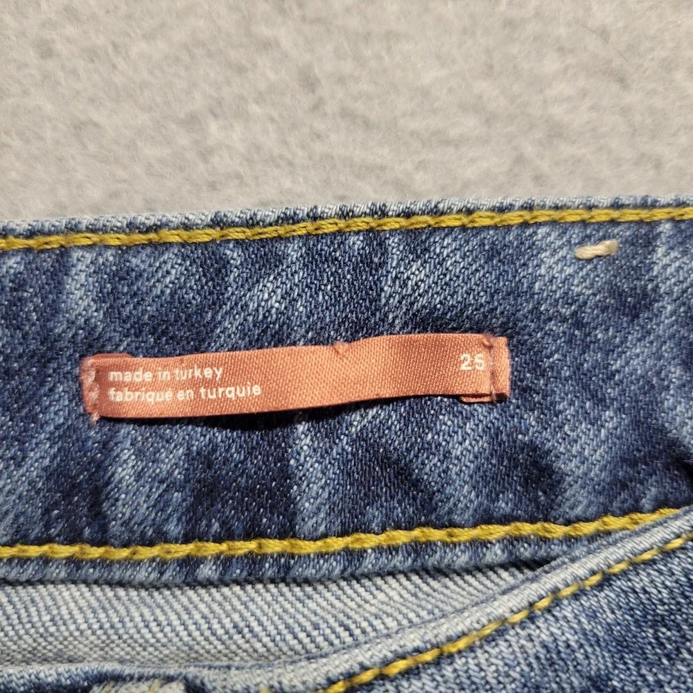 Anthropologie Pilcro Distressed Straight Leg Jeans Medium Wash Size 25 Distress